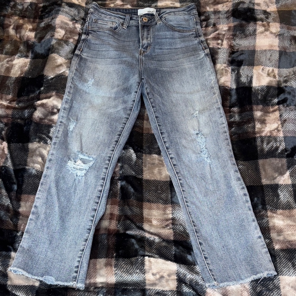 Distressed Blue-Gray Women's Jeans